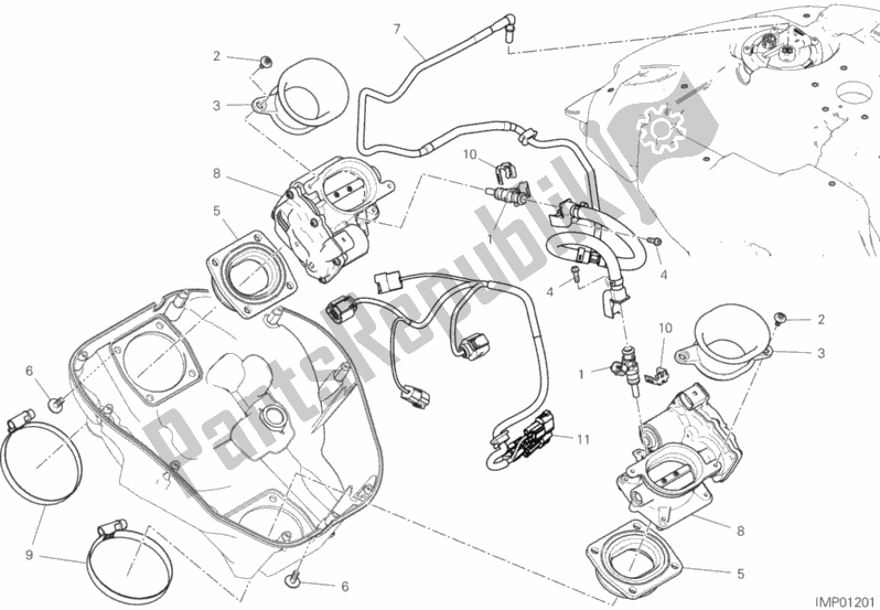 Tutte le parti per il Corpo Farfallato del Ducati Diavel 1260 USA 2019